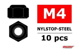 COR3101-40-6 Steel Nylstop Nut M4 - Black Coated - 10pcs