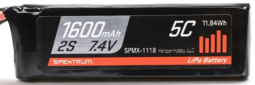 SPMX-1118 Spektrum 7.4V 1600mAh 2S 5C LiPo RX Battery