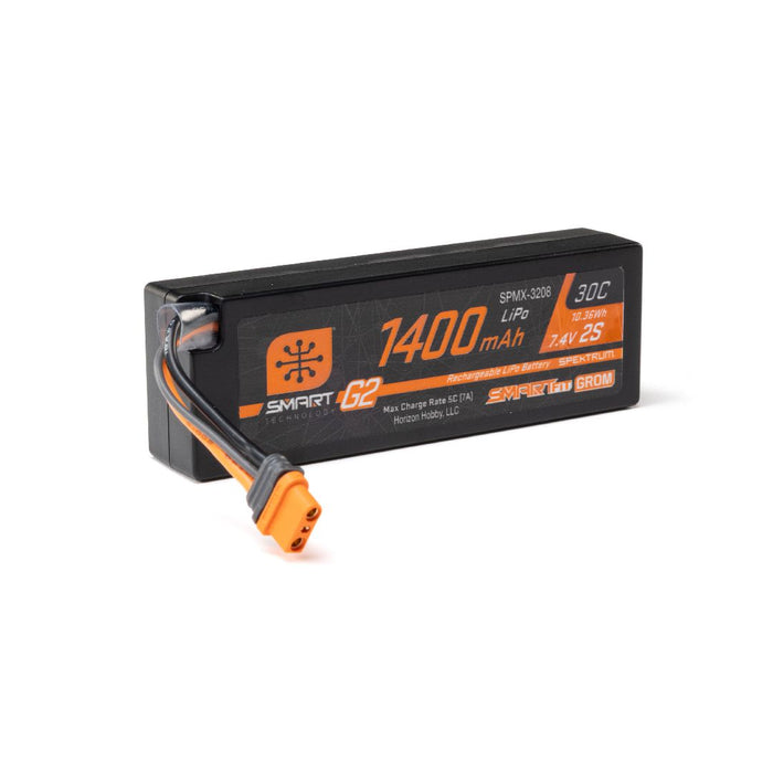 SPMX-3208 Spektrum 1400mAh 2S 7.4V Smart G2 LiPo Battery 30C IC2 SmartFit