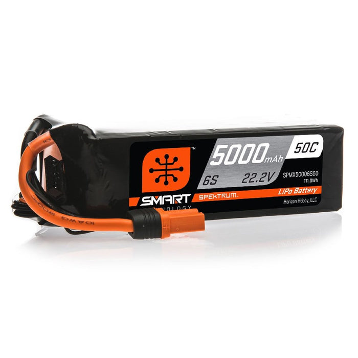 SPMX50006S50 Spektrum 22.2V 5000mAh 6S 50C Smart LiPo Battery: IC5