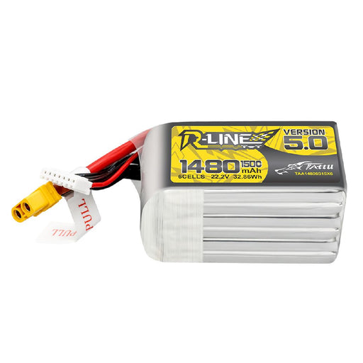 TAA14806S15X6 Tattu R-Line Version 5.0 1480mAh 6S 150C 22.2V Lipo w/ XT60