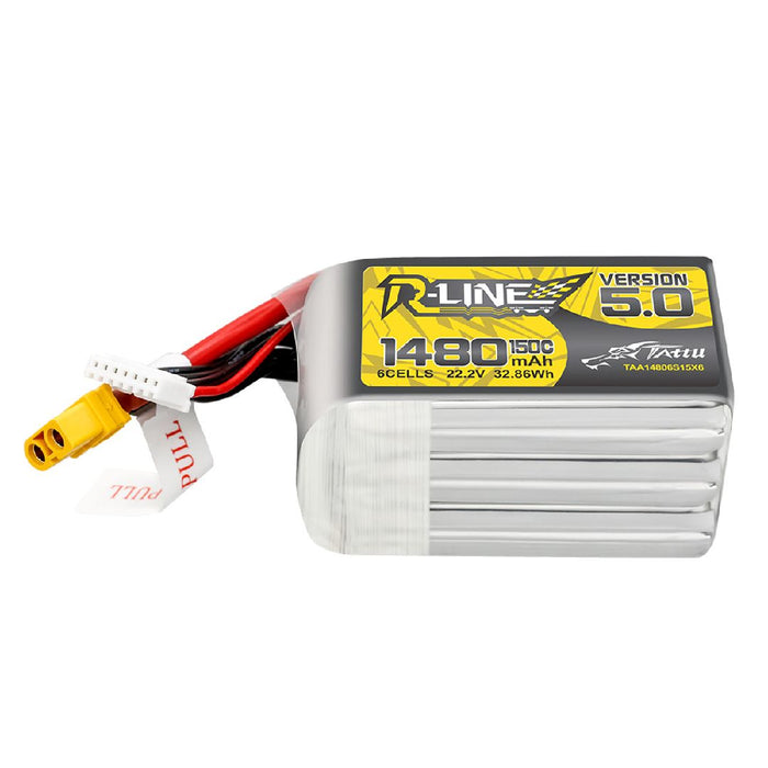 TAA14806S15X6 Tattu R-Line Version 5.0 1480mAh 6S 150C 22.2V Lipo w/ XT60