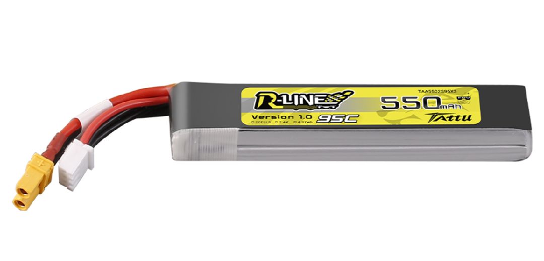 TAA2S55095XT3L Tattu 550mAh 2S 7.4V R-Line Lipo Pack with XT30 Plug