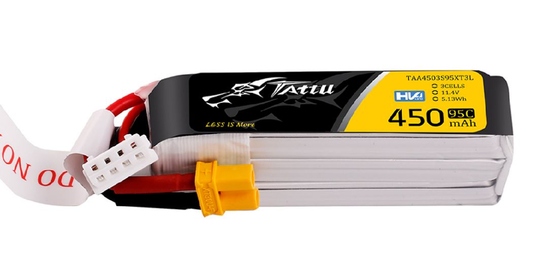TAA4503S95XT3L Tattu 450mAh 3s 95C 11.4V HV Lipo with XT30 Plug - Long Pack