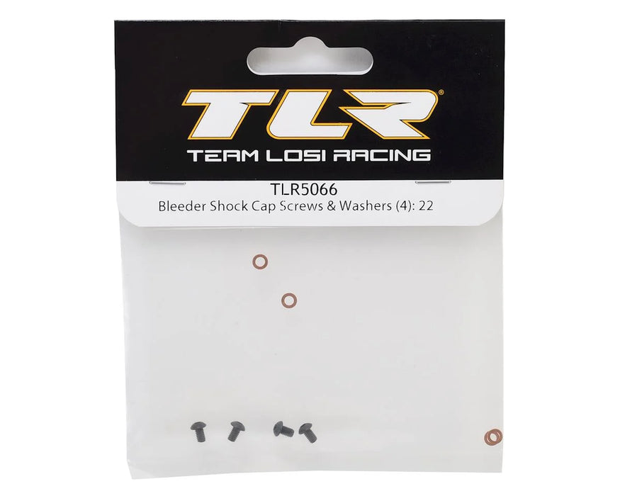 TLR5066 Bleeder Shock Cap Screw & Washers(4), 22/22T