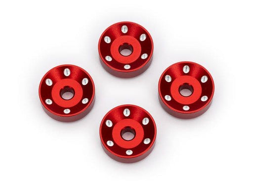 TRA10257-RED Traxxas Wheel washers, machined aluminum, red (4)