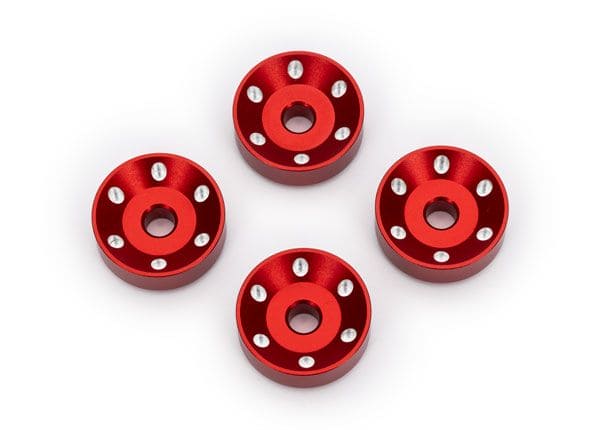 TRA10257-RED Traxxas Wheel washers, machined aluminum, red (4)