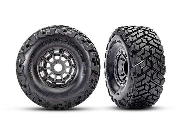 TRA10272-GRAY Traxxas Tires & wheels, Maxx Slash belted tires on grey wheels