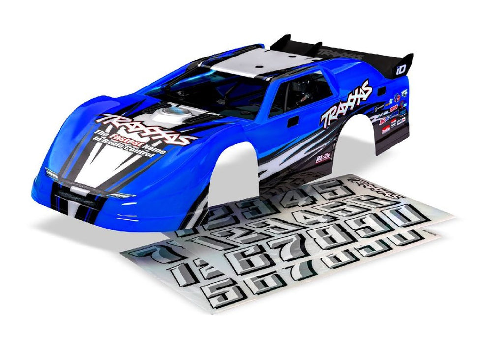 TRA10423-BLUE Traxxas Body, Slash Late Model, blue (painted, decals applied)