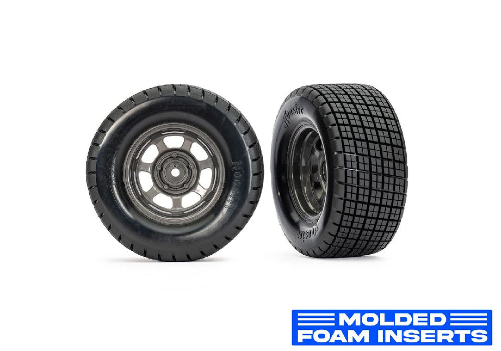TRA10473R Traxxas Dirt Oval Gray Front Wheels w/ Hoosier Tires (2)