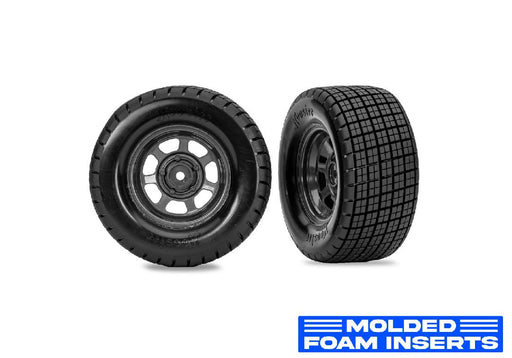 TRA10474R Traxxas Dirt Oval Gray Rear Wheels w/ Hoosier Tires (2)