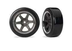 TRA10576 Traxxas T&W Six Spk Wheel Drft Tire Rear - Smooth