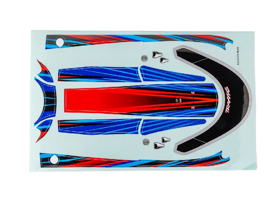 TRA10699-BLUE Traxxas Decal set, for Disruptor hatch, waterproof - Blue