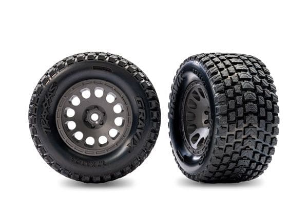 TRA10775-GRAY Traxxas Tires & wheels Mini XRT, Gray on Gravix tire, rear (2)