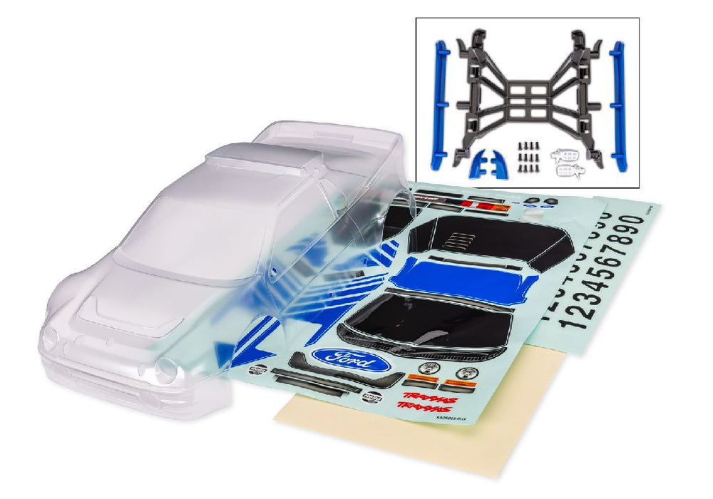 TRA10812 Traxxas Body, Ford RS200 (clear)/ window masks