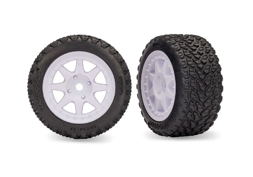 TRA10872-WHT Traxxas Tires & wheels, assembled (white/dual profile/front)(2)