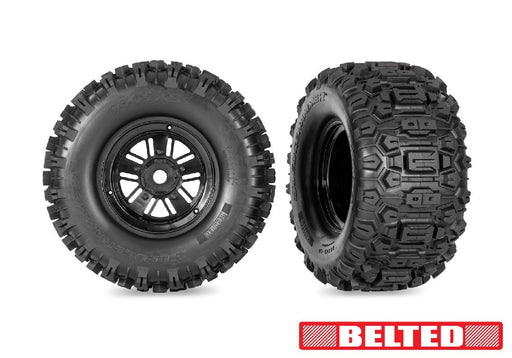 TRA10945 Traxxas Funco Replica Black Wheels with Sledgehammer Tires (2)