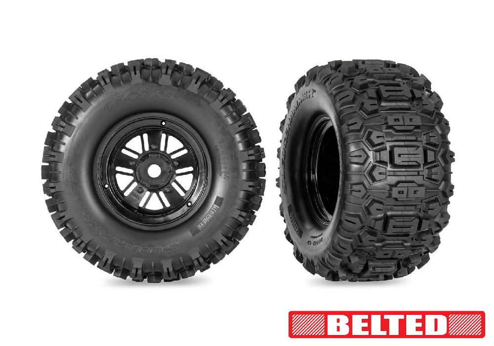 TRA10945 Traxxas Funco Replica Black Wheels with Sledgehammer Tires (2)