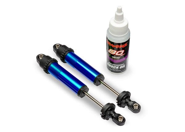 TRA10962-BLUE Traxxas Shocks, GT-Maxx, rear, aluminum, blue-anodized (2)