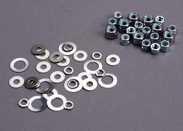 TRA1252 Nut set, lock nuts (3mm (11) and 4mm(7)) & washer set