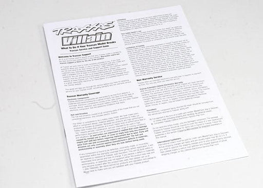 TRA1599X Traxxas Operating Instructions, Villain