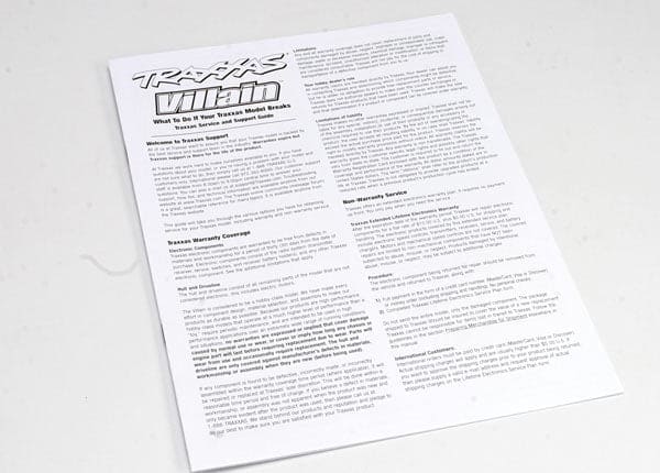 TRA1599X Traxxas Operating Instructions, Villain