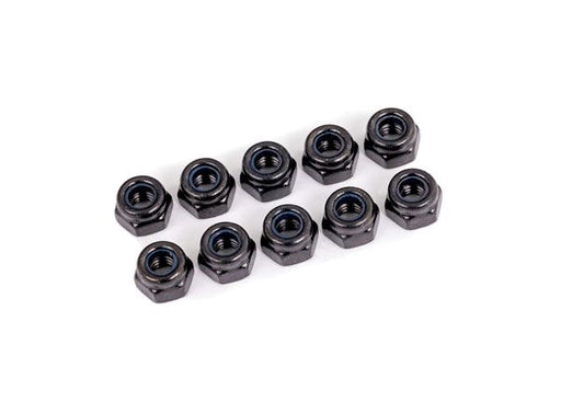 TRA1748 Nuts, 4mm nylon locking, black (10)