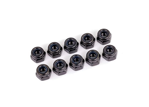 TRA1748 Nuts, 4mm nylon locking, black (10)