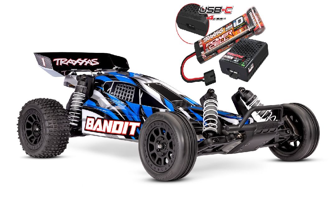 TRA24254-8-BLUEX Traxxas 1/10 Bandit XL-5 2wd RTR (B&C Incl) - BlueX**Sold Separately for the best run time you will need part# Tra2992***