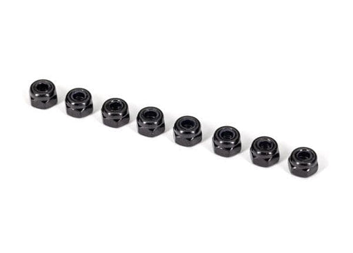 TRA2745X Nuts, 3mm nylon locking, black (8)