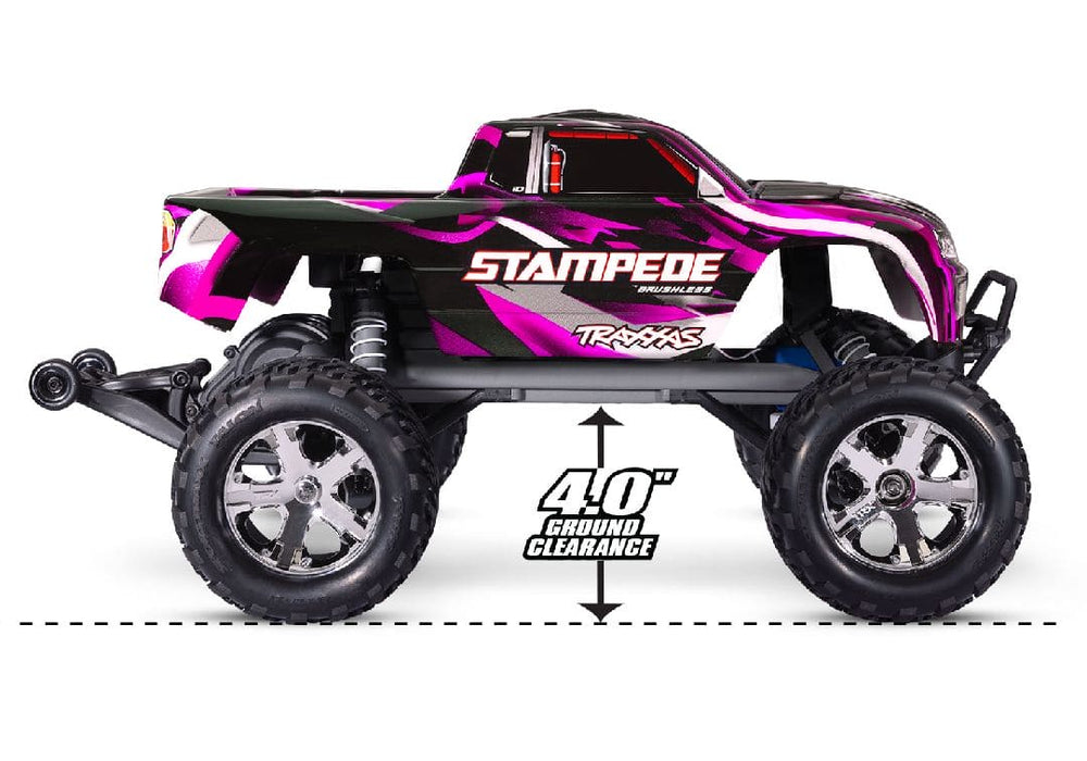 TRA36354-4PINK Traxxas 1/10 Stampede 2WD BL-2S HD Clipless - Pink**Free battery charger with the purchase of this truck. Please add TRA2827X and TRA2920 to your order  to get it free.** if you order from this promotion it is final sale