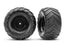 TRA3663-BLK Traxxas Terra Groove Tires mounted on black wheels (2)(rear)