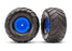 TRA3663-BLUE Traxxas Terra Groove Tires mounted on blue wheels (2)(rear)