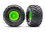 TRA3663-GRN Traxxas Terra Groove Tires mounted on green wheels (2)(rear)