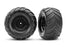 TRA3665-BLK Traxxas Terra Groove Tires mounted on black wheels (2)(front)