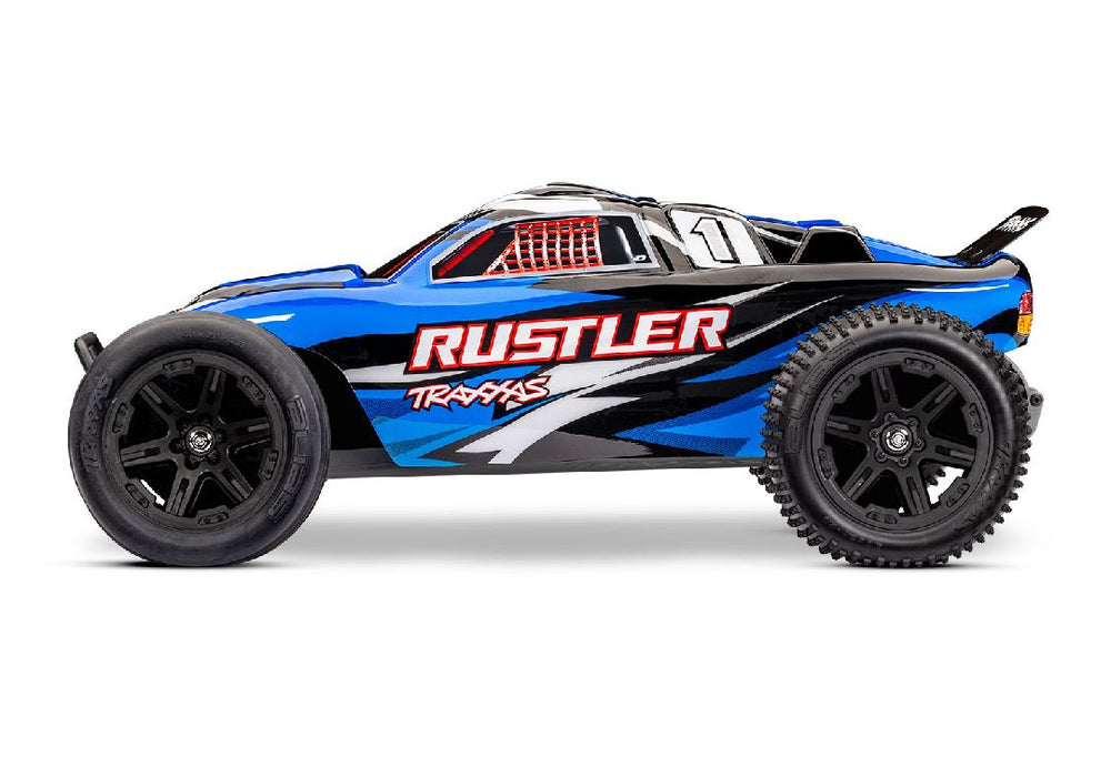 TRA37254-8BLUEX Traxxas 1/10 Rustler ExtremeHD 2wd RTR - BlueX FOR LONG RUN TIME & QUICK CHARGER ORDER TRA2992