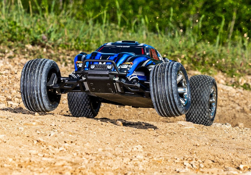 TRA37354-4BLUE Traxxas 1/10 Rustler 2WD BL-2S Clipless - Blue**Free battery charger with the purchase of this truck. Please add TRA2827X and TRA2920 to your order  to get it free.** if you order from this promotion it is final sale