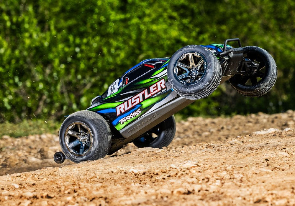 TRA37354-4GREEN Traxxas 1/10 Rustler 2WD BL-2S Clipless - Green **Free battery charger with the purchase of this truck. Please add TRA2827X and TRA2920 to your order  to get it free.** if you order from this promotion it is final sale