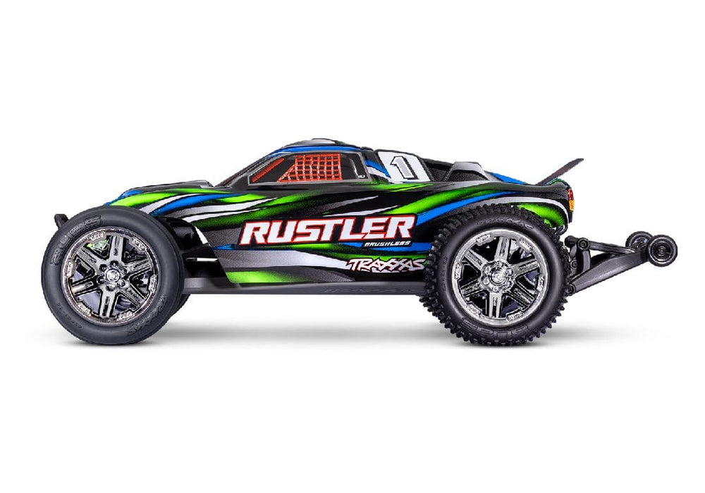 TRA37354-4GREEN Traxxas 1/10 Rustler 2WD BL-2S Clipless - Green **Free battery charger with the purchase of this truck. Please add TRA2827X and TRA2920 to your order  to get it free.** if you order from this promotion it is final sale