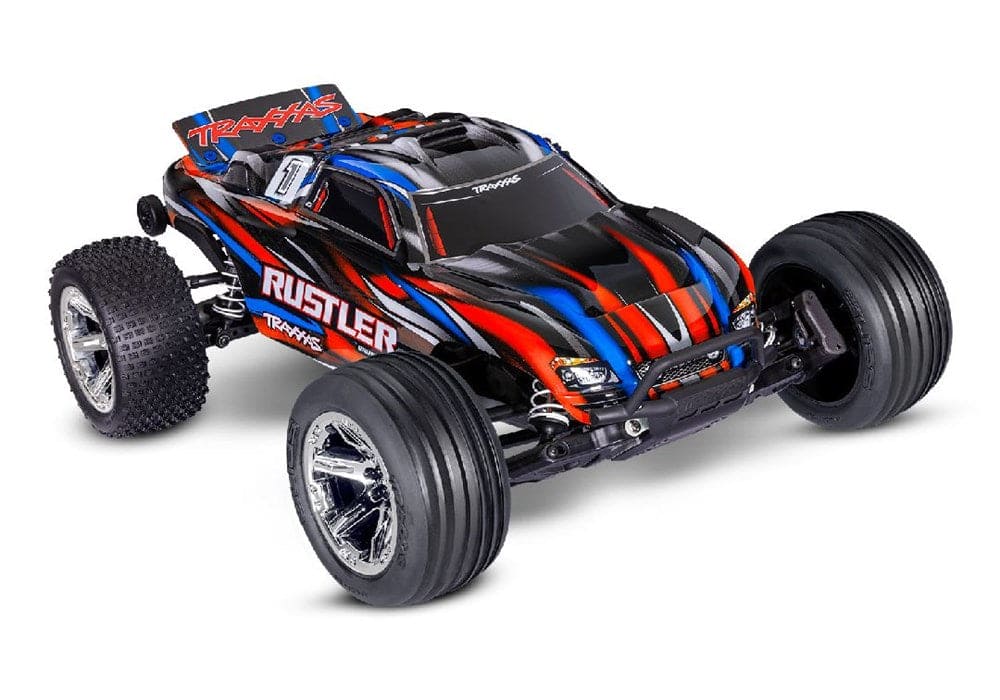 TRA37354-4RED Traxxas 1/10 Rustler 2WD BL-2S Clipless - Red **Free battery charger with the purchase of this truck. Please add TRA2827X and TRA2920 to your order  to get it free.** if you order from this promotion it is final sale