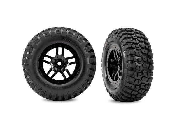 TRA5885-BLK Traxxas SCT Black Split-Spoke Wheels & BFG Tires 2WD F (2)