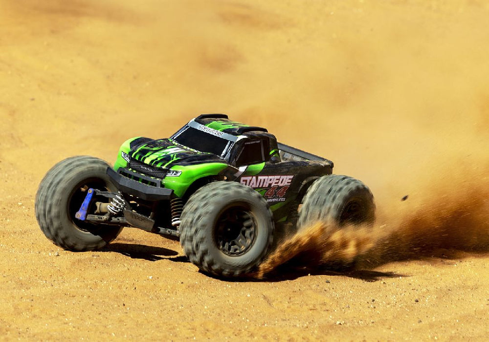 TRA67154-4GREEN Traxxas Stampede 1/10 4X4 Brushless Monster Truck RTR - Green**Free battery charger with the purchase of this truck. Please add TRA2827X and TRA2920 to your order  to get it free.** if you order from this promotion it is final sale