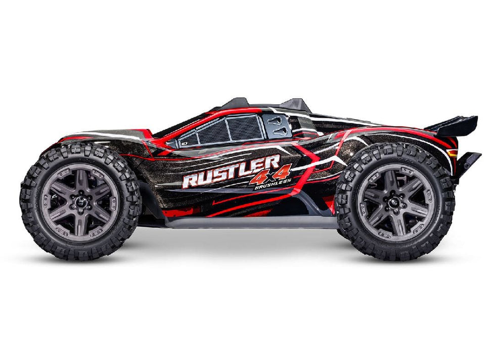 TRA67164-4RED Traxxas Rustler 1/10 4X4 Brushless Stadium Truck RTR - Red **Free battery charger with the purchase of this truck. Please add TRA2827X and TRA2920 to your order  to get it free.** if you order from this promotion it is final sale