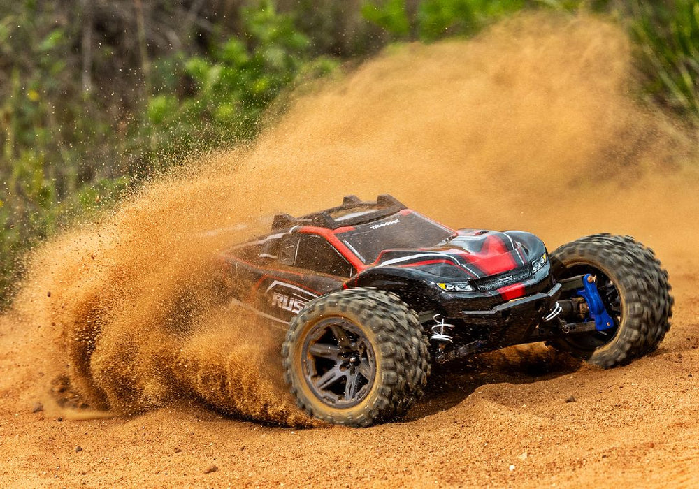 TRA67164-4RED Traxxas Rustler 1/10 4X4 Brushless Stadium Truck RTR - Red **Free battery charger with the purchase of this truck. Please add TRA2827X and TRA2920 to your order  to get it free.** if you order from this promotion it is final sale