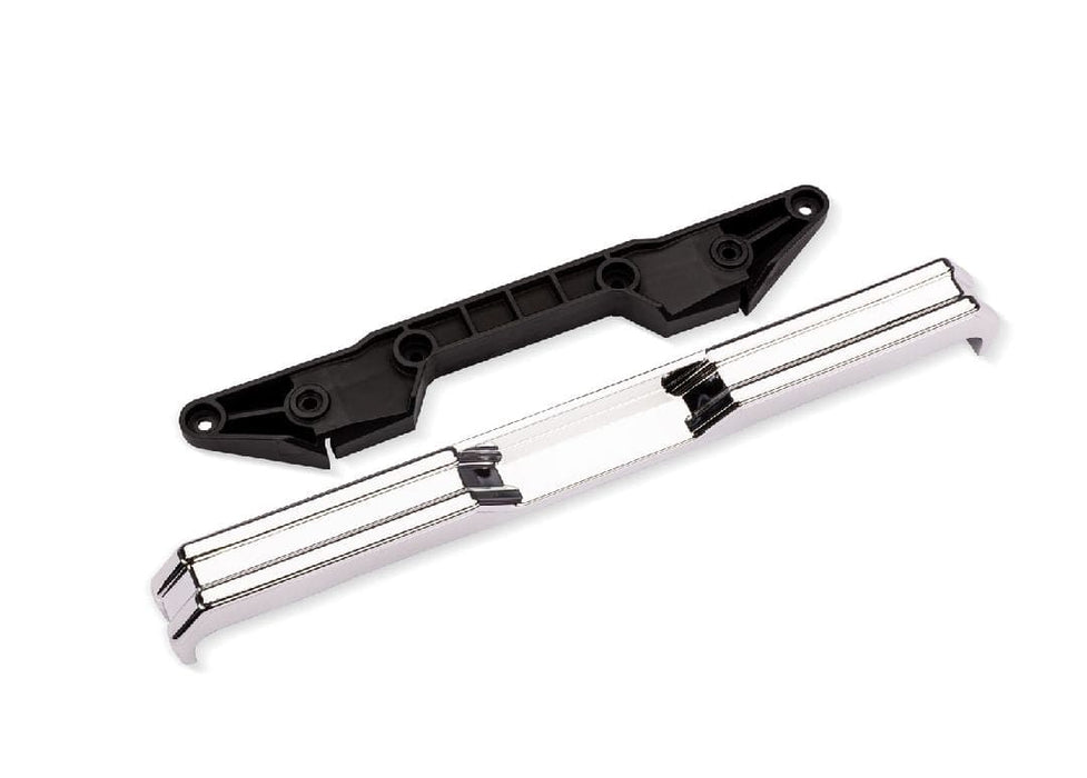 TRA7687 Traxxas X-Truck Chrome rear bumper w/ bumper adapter, rear