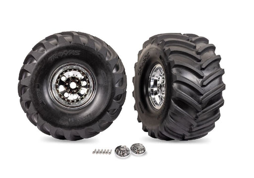 TRA7696 Traxxas Assembled T&W Terra Groove Tire L&R - Chrome Wheel