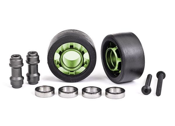 TRA7775G Traxxas Wheels, Wheelie Bar, 6061-T6 Aluminum (Green) (2)