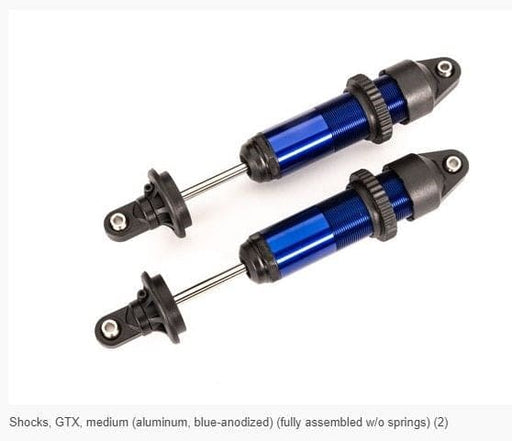 TRA7861 Traxxas Shocks, GTX, Medium (Aluminum, Blue-Anodized) (2)