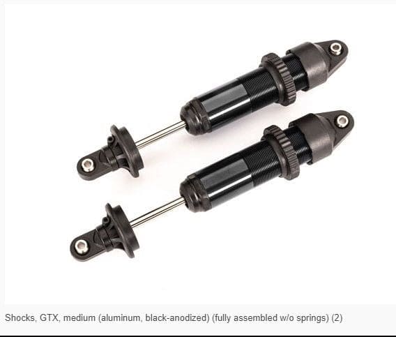 TRA7861A Traxxas Shocks, GTX, Medium (Aluminum, Black-Anodized) (2)