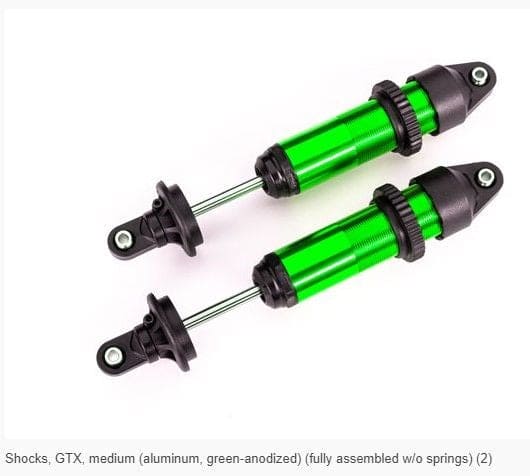 TRA7861G Traxxas Shocks, GTX, Medium (Aluminum, Green-Anodized) (2)